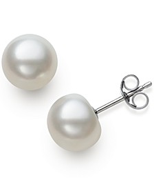 Cultured Freshwater Button Pearl (8-9mm) Stud Earrings