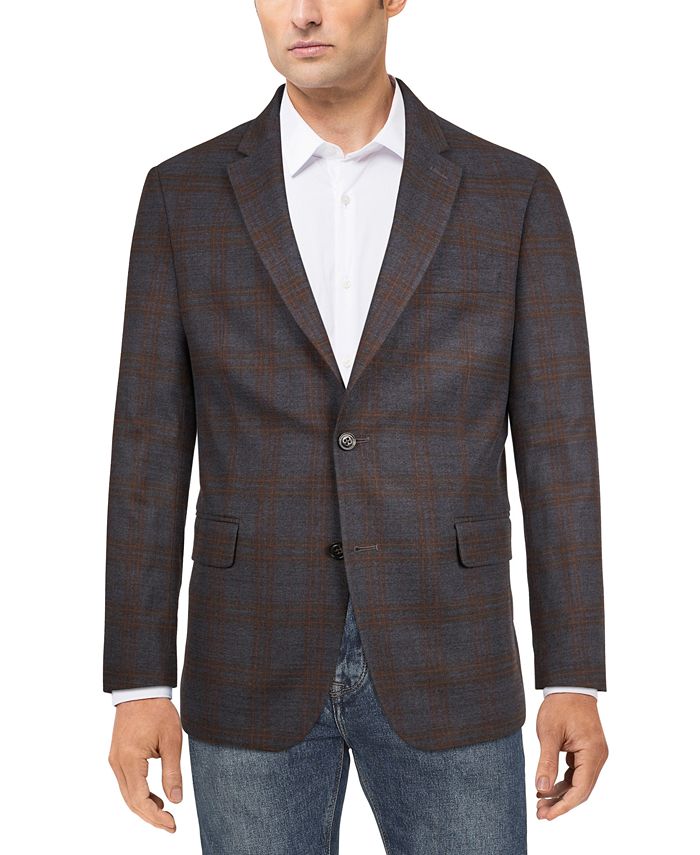 Charcoal Plaid Blazer - Mens Charcoal Windowpane Sportcoat main image 1