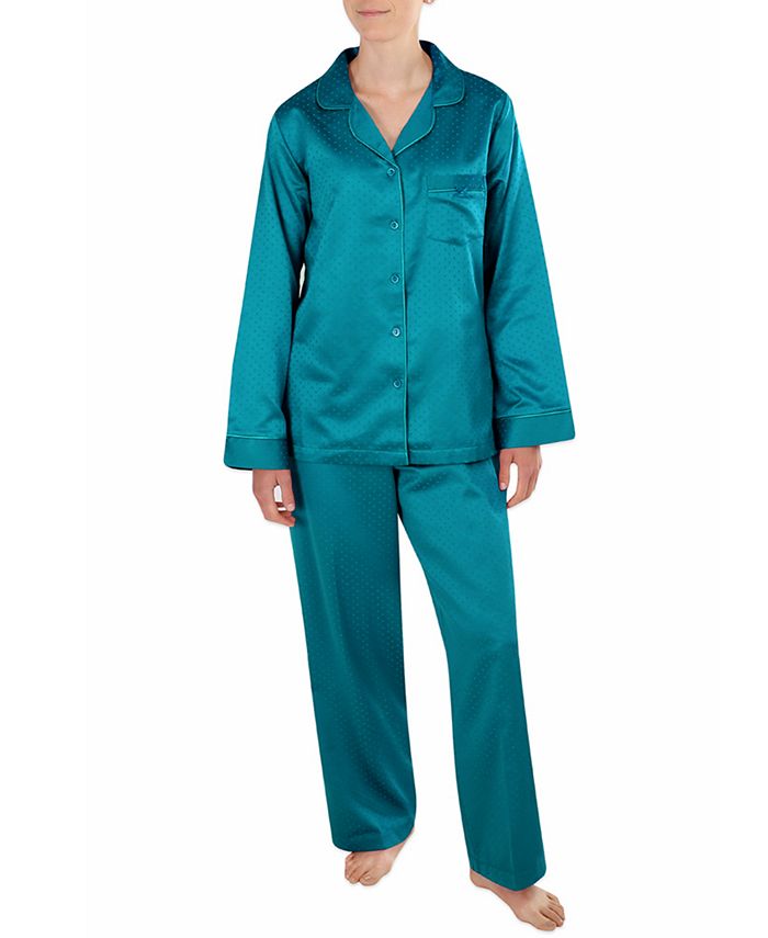 Miss Elaine Petite Brushed Back Satin Pajama Set - Macy's