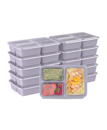 Food Prep 3-Compartment Food Storage Containers, Pack of 10