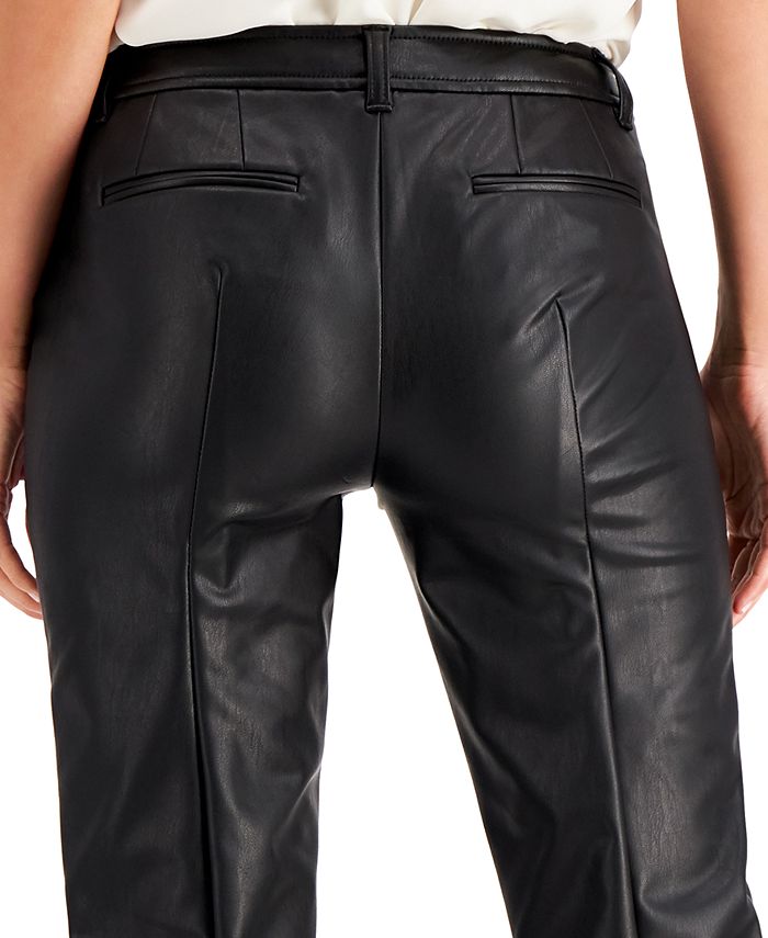 Anne Klein Vegan Leather Ankle Pants - Macy's