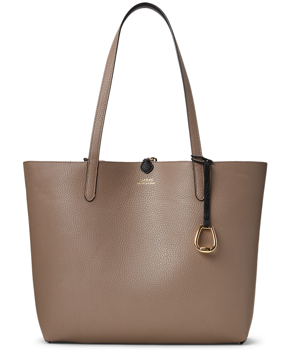 Ralph Lauren Reversible Shoulder Bag In Black And Mud In Black,taupe,gold