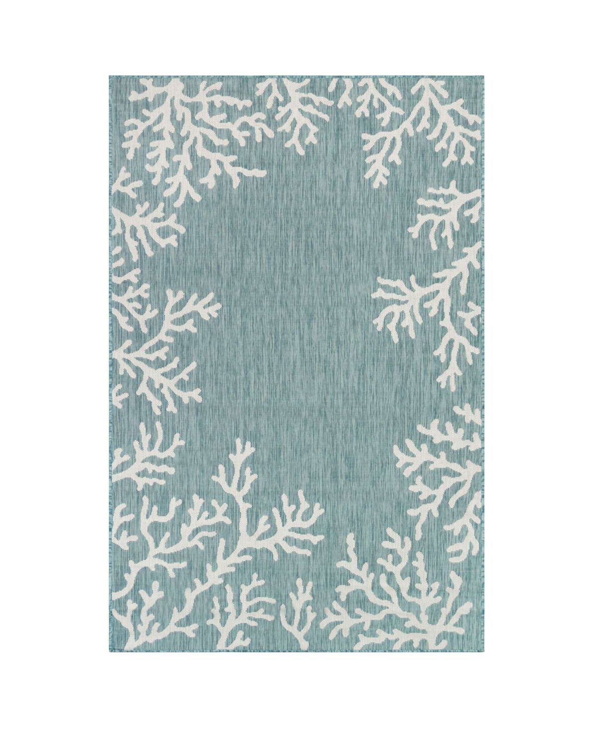 Liora Manne Carmel Coral Border 6'6" X 9'4" Outdoor Area Rug In Blue