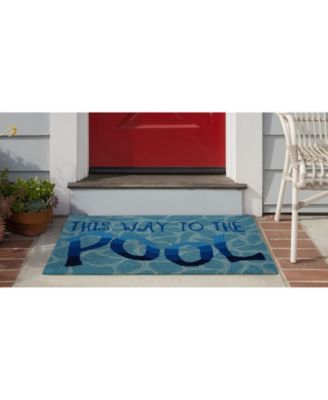 Frontporch This Way To The Pool Aqua 2' x 3' Outdoor Area Rug