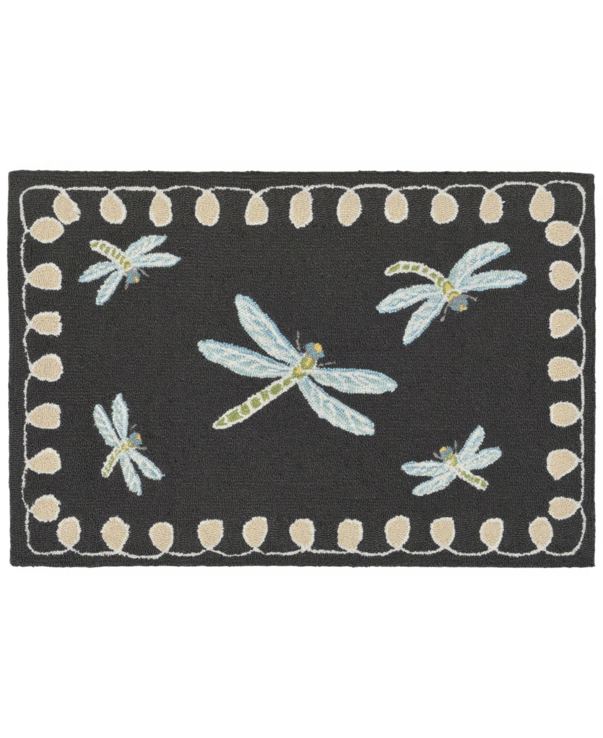 Liora Manne Frontporch Dragonfly Black And Gray 2' X 3' Outdoor Area Rug In Black,gray