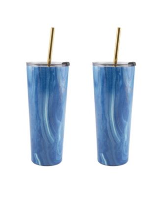 24 Oz Geode Decal Stainless Steel Tumblers with Straw, Pack of 2
