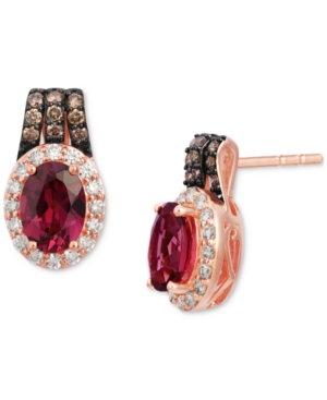 image of Le Vian Raspberry Rhodolite (1-5/8 ct. t.w.) & Diamond (3/8 ct. t.w.) Stud Earrings in 14K Rose Gold