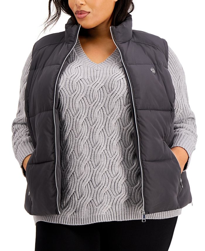 Calvin Klein Plus Size Quilted Vest & Reviews - Jackets & Blazers - Plus  Sizes - Macy's