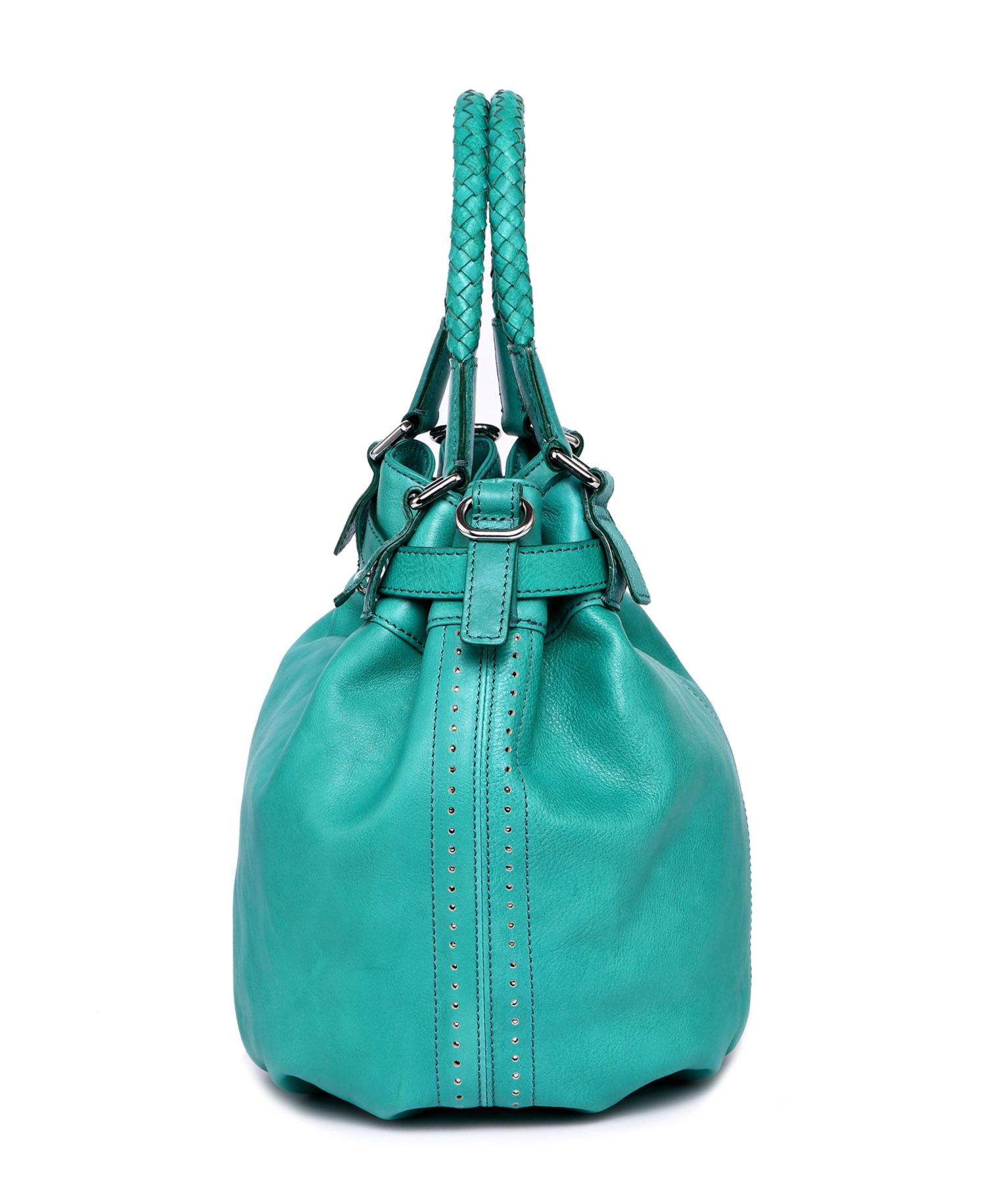 Pumpkin Small Leather Crossbody Bucket Bag