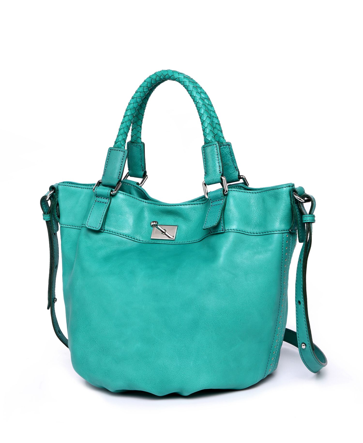 Pumpkin Small Leather Crossbody Bucket Bag