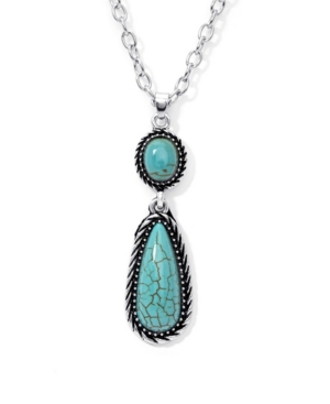 image of Macy-s Simulated Turquoise in Fine Silver Plated Teardrop Pendant Necklace