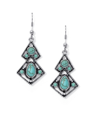 image of Macy-s Simulated Turquoise in Fine Silver Plated Diagonal Wire Earrings