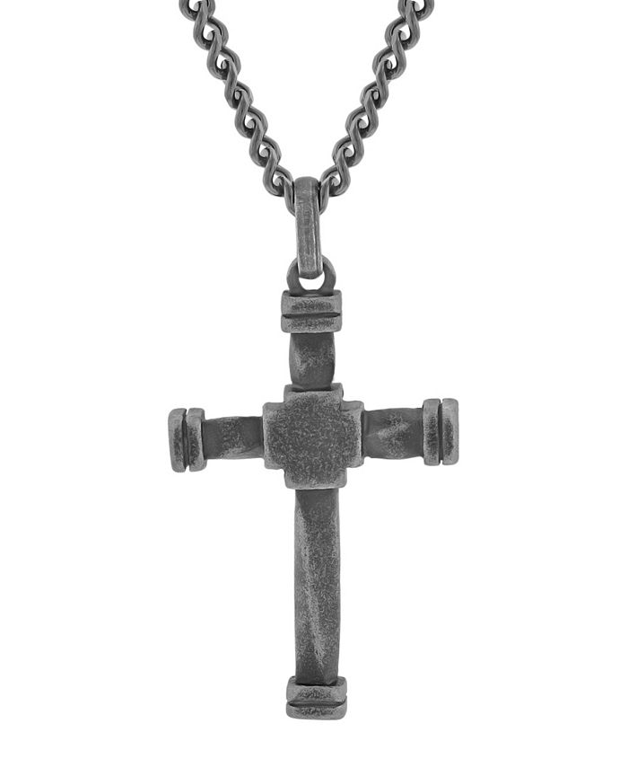 C&C Jewelry Macy's Men's Classic Cross Pendant Necklace in Gunmetal ...