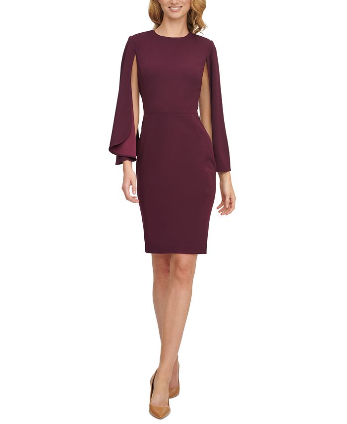 Calvin Klein Cape-Sleeve Sheath Dress & Reviews - Dresses - Women - Macy's