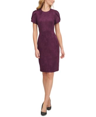 Women's Faux-Suede Tulip-Sleeve Dress