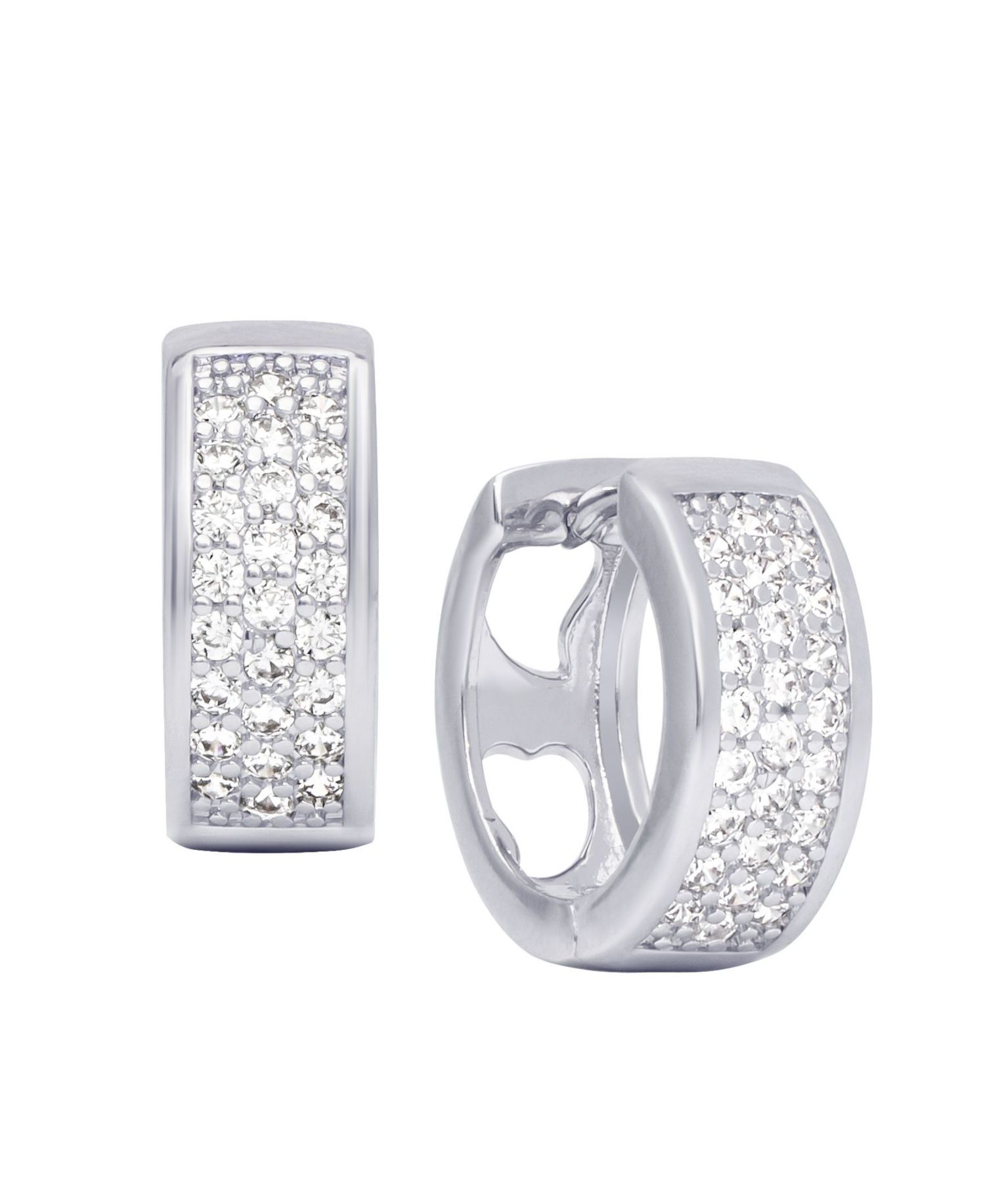 Cubic Zirconia Pave Huggie Hoop Earrings