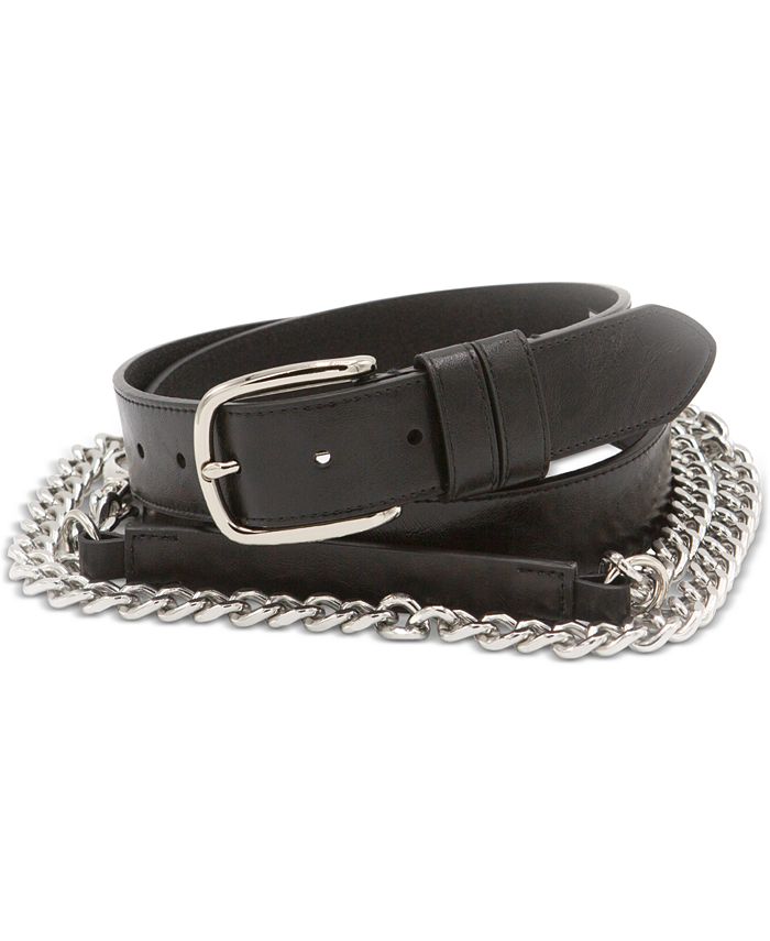 Calvin Klein 2-For-1 Harness Buckle Belt & Chain Belt & Reviews - Belts -  Handbags & Accessories - Macy's