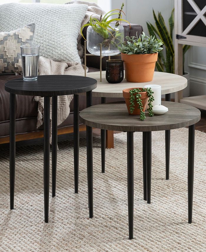 Walker Edison 3 Piece Round Nesting Coffee Table Set Macy's