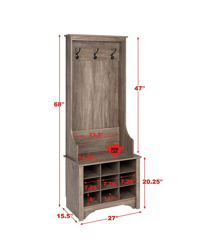 Prepac Narrow Hall Tree with 9 Shoe Cubbies Macy's