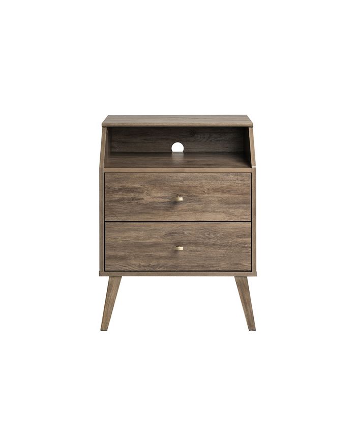 Prepac Milo Mid Century Modern 2 Drawer Nightstand with Angled Top Macy's
