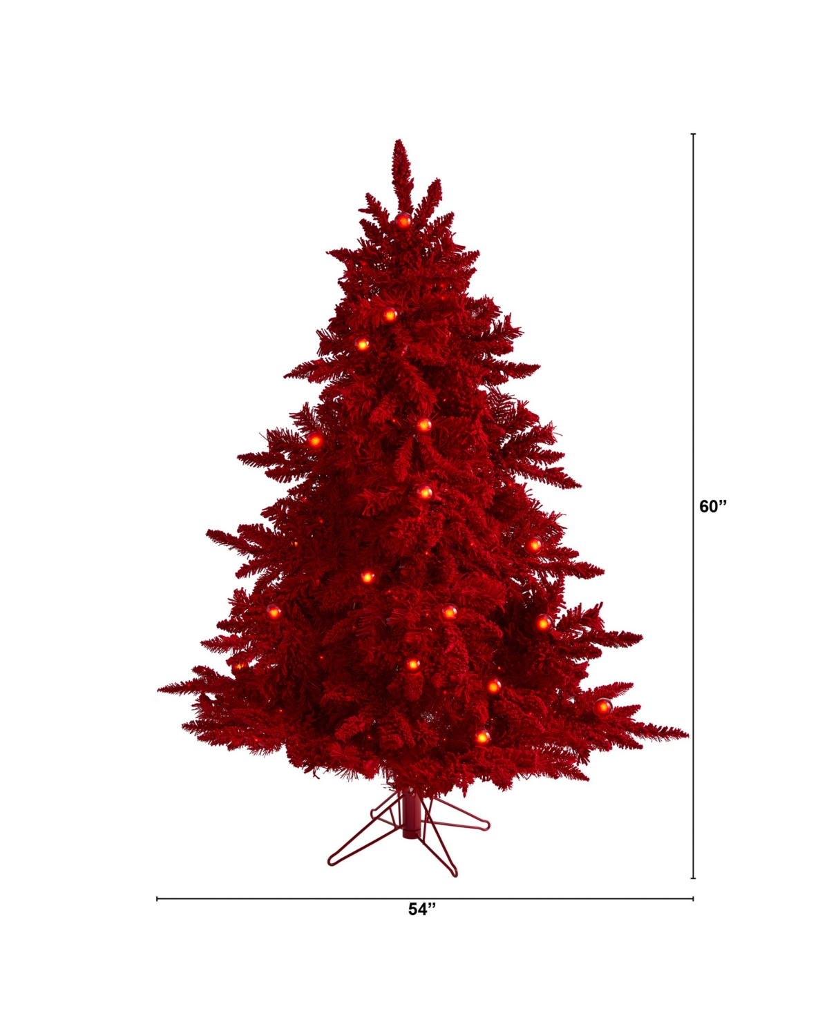 Nearly Natural Flocked Fraser Fir Artificial Christmas Tree with 250 Lights, 26 Globe Bulbs and 490 Bendable Branches