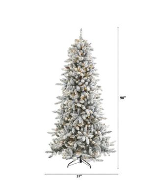 Flocked Livingston Fir Artificial Christmas Tree with Pine Cones and 500 Clear Warm LED Lights