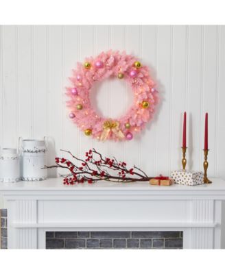 Artificial Christmas Wreath with 35 LED Lights and Ornaments