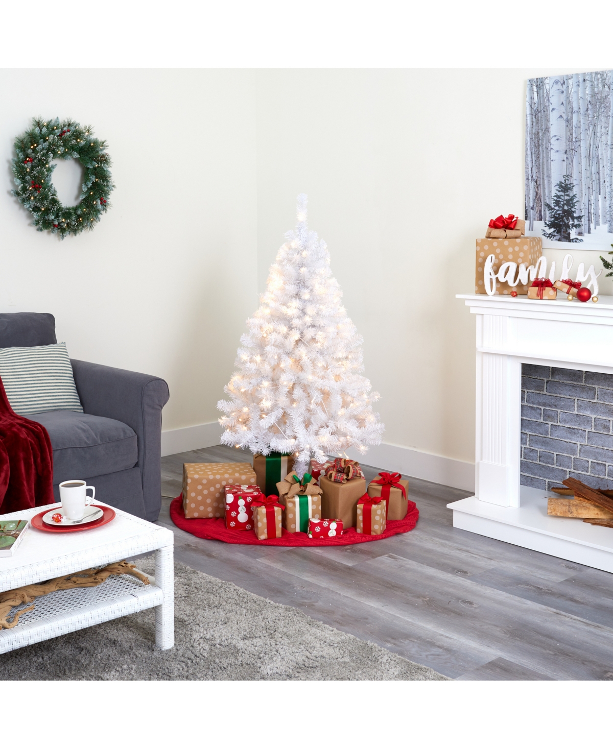 Nearly Natural Artificial Christmas Tree with 350 Bendable Branches and 150 Clear Led Lights