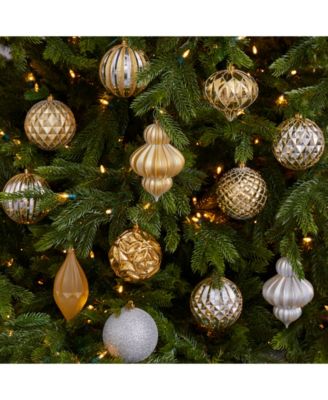 Holiday Lux Shatterproof, 12 Count Christmas Tree Ornament Set