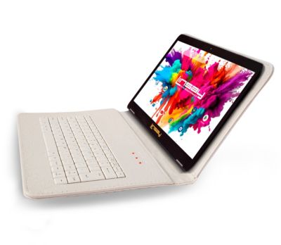 10.1" Tablet Octa Core 128GB Bundle with Exclusive Luxury White Crocodile Style Keyboard Newest Android 15