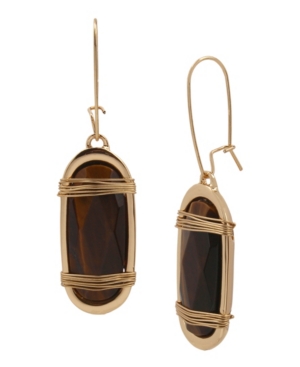 image of Robert Lee Morris Soho Tiger Eye Wrapped Long Drop Earrings