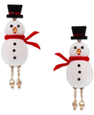INC International Concepts - Gold-Tone Crystal Snowman Linear Drop Earrings