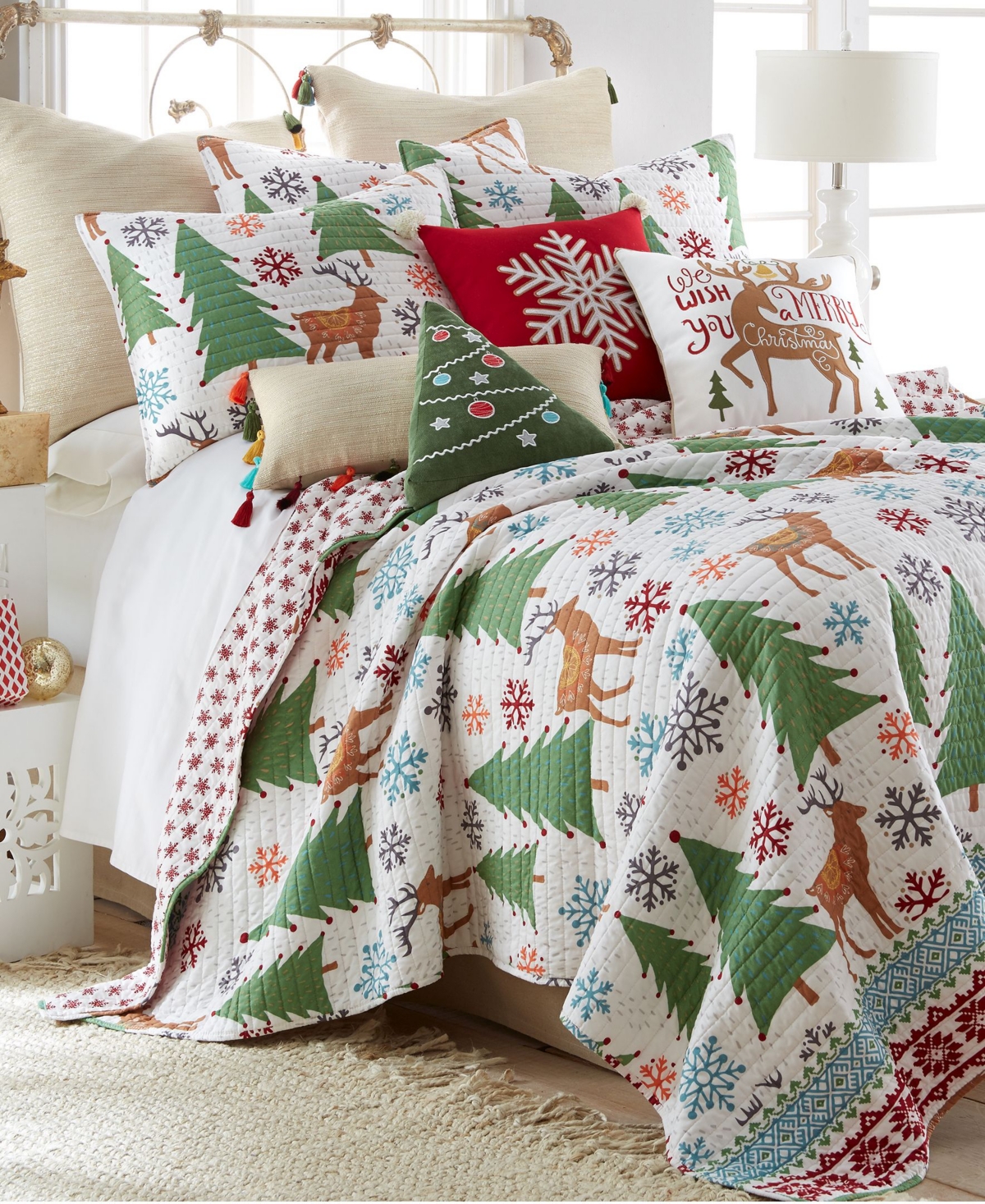 Levtex Tinsel Festive Forest Reversible 3-pc. Quilt Set, Full/queen In White
