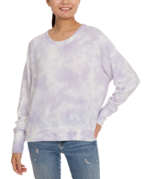 image of Hippie Rose Juniors- Tie-Dye Cozy Drop-Shoulder Top