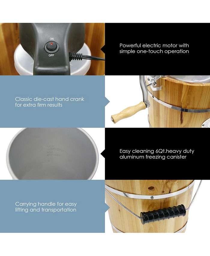 Elite Gourmet 6Qt. Electric Motorized Ice Cream, Gelato, Frozen Yogurt