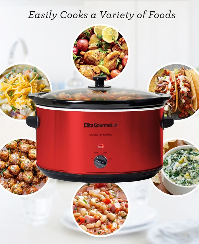 Elite Gourmet 8.5Qt Jumbo XL Slow Cooker with Glass Lid, Adjustable