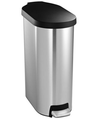 simplehuman - Step Trash Can, 45 Liter Slim Brushed Stainless Steel & Plastic Lid