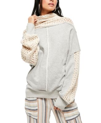 Free People - Beach Bonfire Crochet-Contrast Sweater