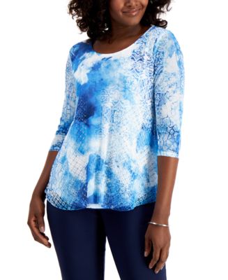 JM Collection Nadia Mixed-Print Top, Created for Macy's - Macy's