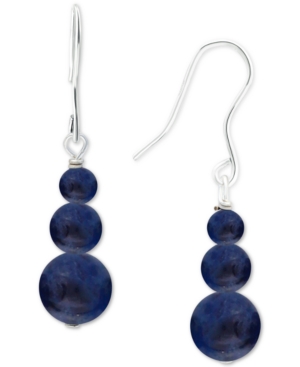 image of Giani Bernini Sodalite Graduated Bead Drop Earrings in Sterling Silver, Created for Macy-s