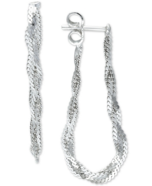 image of Giani Bernini Braided Chain Front & Back Earrings in Sterling Silver, Created for Macy-s