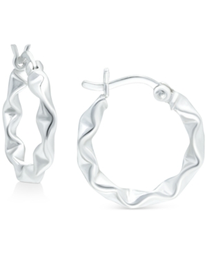 image of Giani Bernini Small Crinkle Hoop Earrings in Sterling Silver, Created for Macy-s