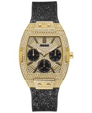 image of Guess Women-s Black Glitter Silicone Strap Watch 38mm