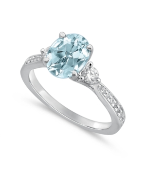 image of Gemstone Bridal Aquamarine (1 1/2 ct. t.w.) & Diamond (1/3 ct. t.w.) Engagement Ring in 14k White Gold