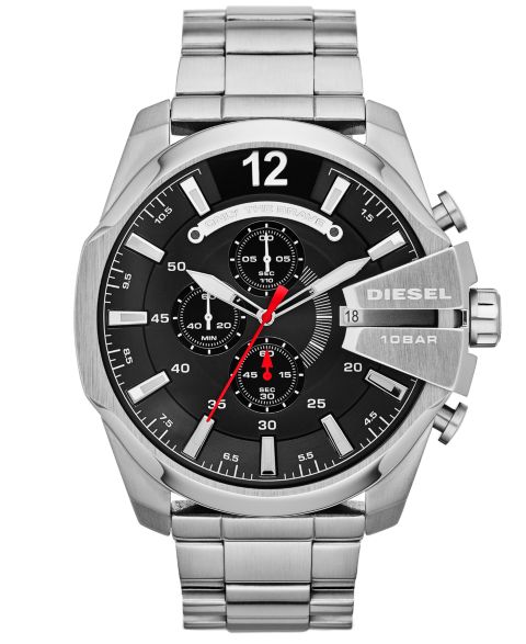 Мужские часы Diesel Chronograph Mega Chief Stainless Steel Bracelet Watch 59x51mm DZ4308