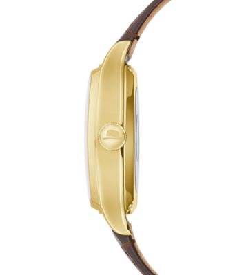 Men's Frank Sinatra Automatic Brown Leather Strap Watch 33.5x45mm 