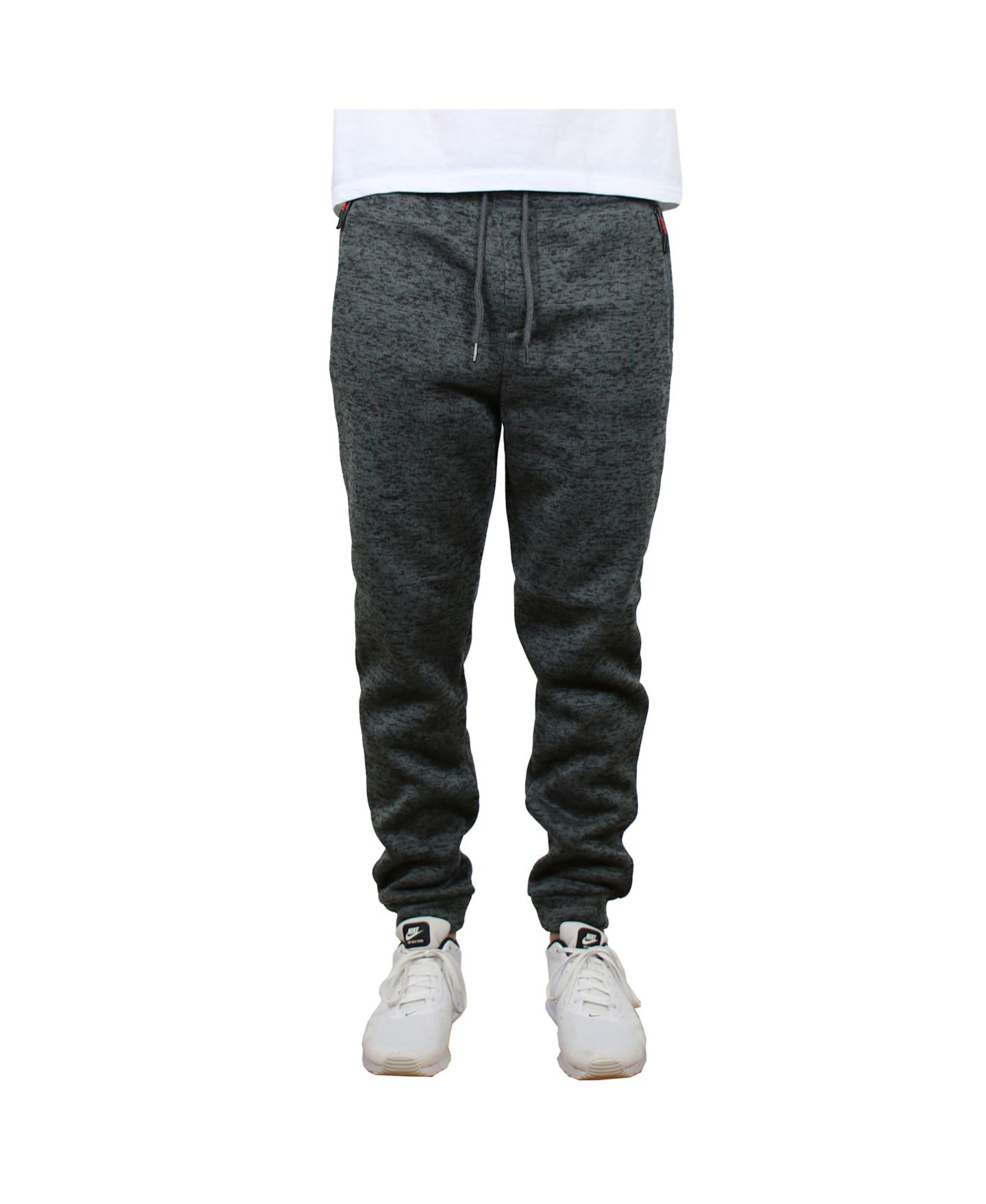 Мужские брюки Galaxy By Harvic Slim-Fit Marled Fleece Joggers with Zipper Side Pockets, цвет: Угольный — фото 1