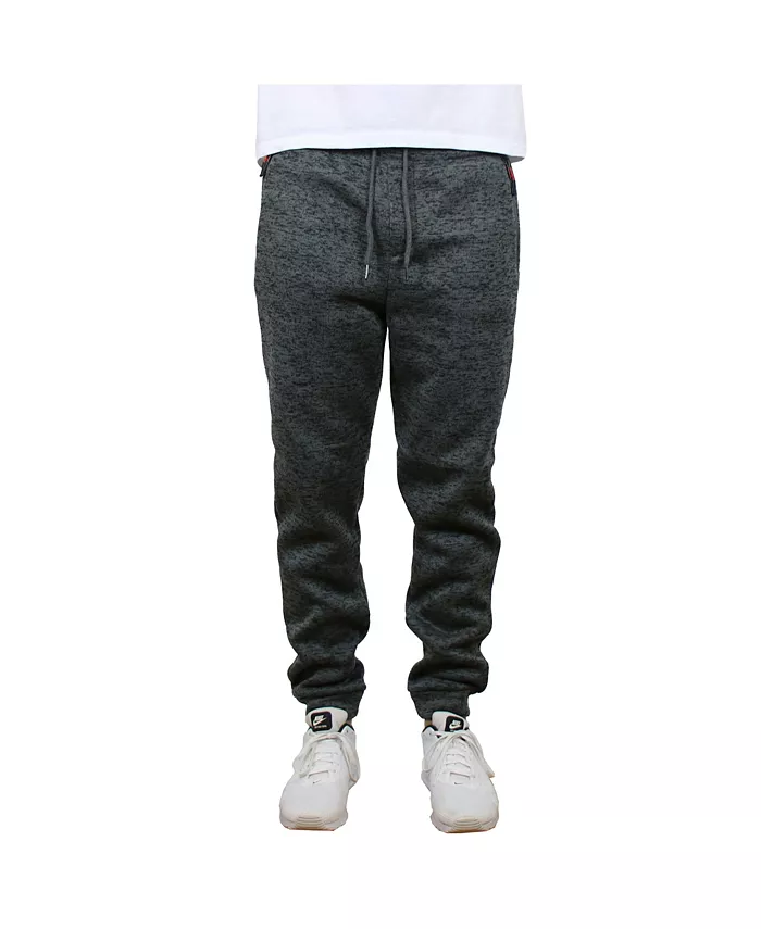 Men's Slim-Fit Marled Fleece Joggers with Zipper Side Pockets