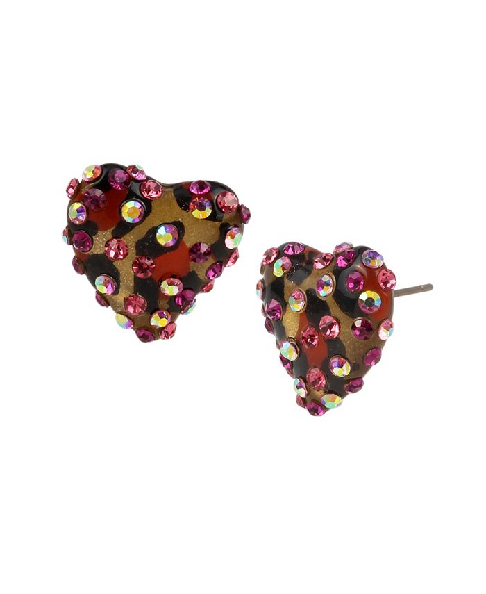 Betsey Johnson Leopard Heart Stud Earrings Macy s