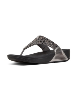 image of FitFlop Women-s Lulu Leopard-Crystal Wedge Sandal Women-s Shoes